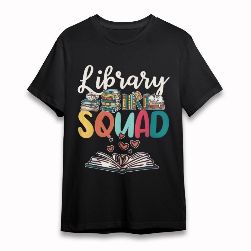 

Women s Bookworm Squad Graphic Tee Library Cat Hearts Print Cotton Oversize Tops M