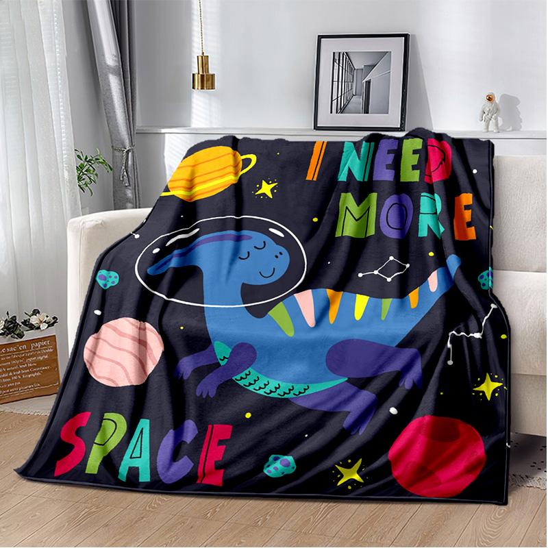 Cartoon Dinosaur Space Cute Dino Children Soft Plush Blanket,Flannel Blanket Throw Blanket for Living Room Bedroom Bed Sofa Kids