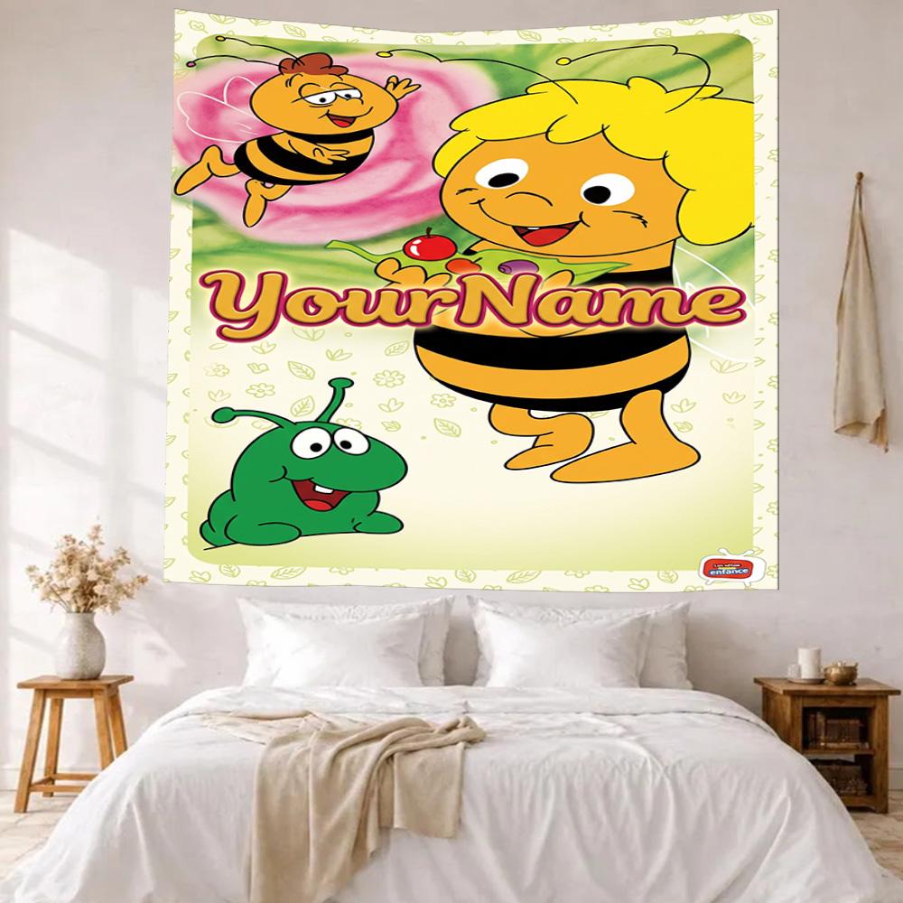Biene Maja Custom Your Name Wall Decor Tapestry Art For Pet Memorial Birthdaywedding Party Backdrop Family Gift
