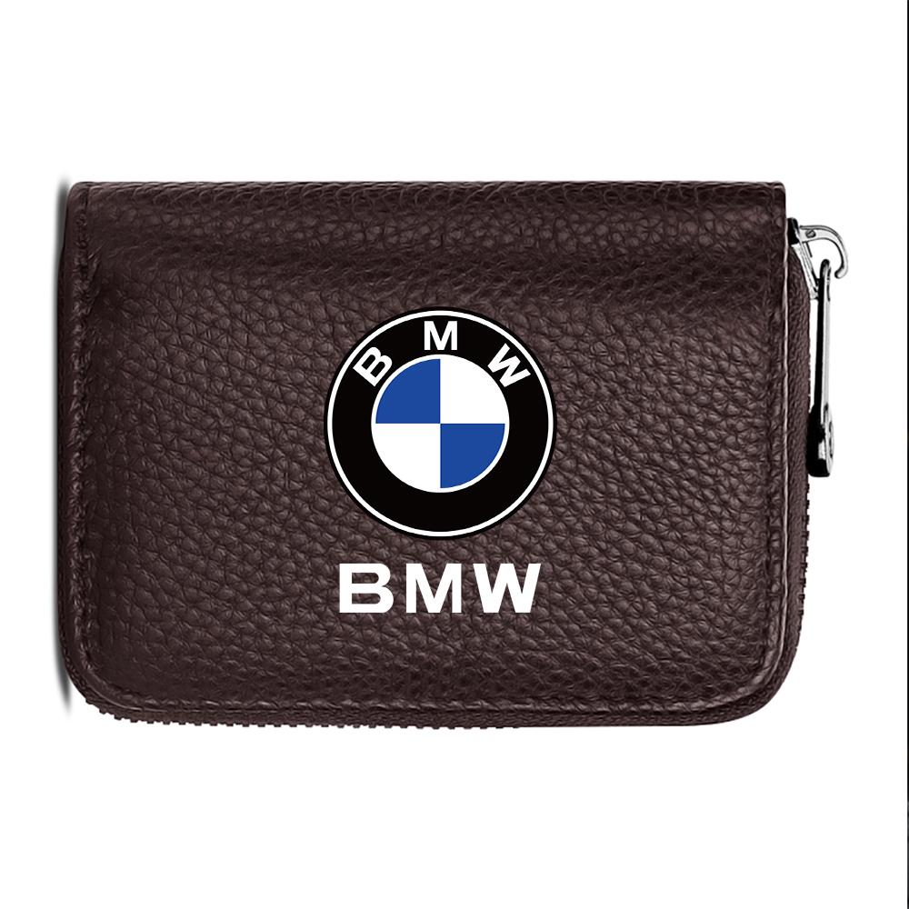 BAAZ2 Car Sticker For BMW For BMW PU Leather Men Women Card Holder Small Zipper Wallet Solid Coin Purse Accordion Design rfid ID Busin