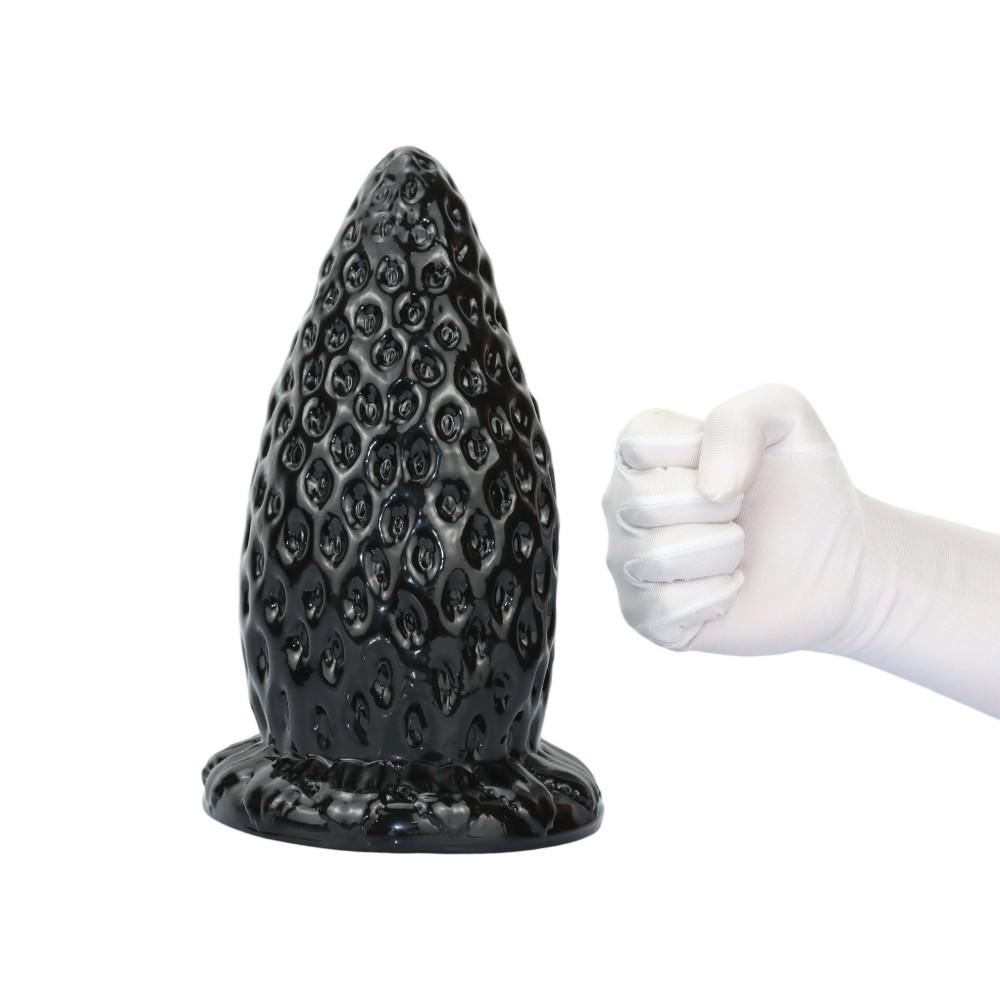 Black 11cm Extra-Large Strawberry Anal Plug, Extra-Thick Male Toy