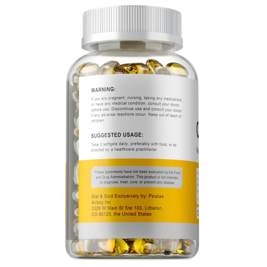 Natural Omega-3 Fish Oil Softgels, EPA and DHA Extracts, All-Natural, Suitable for Adults