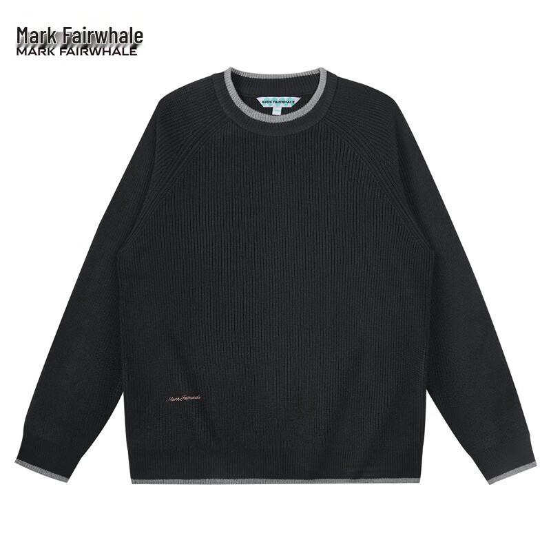 Mark Fairwhale Men's Thick Embroidered Colorblock Crew Neck Sweater