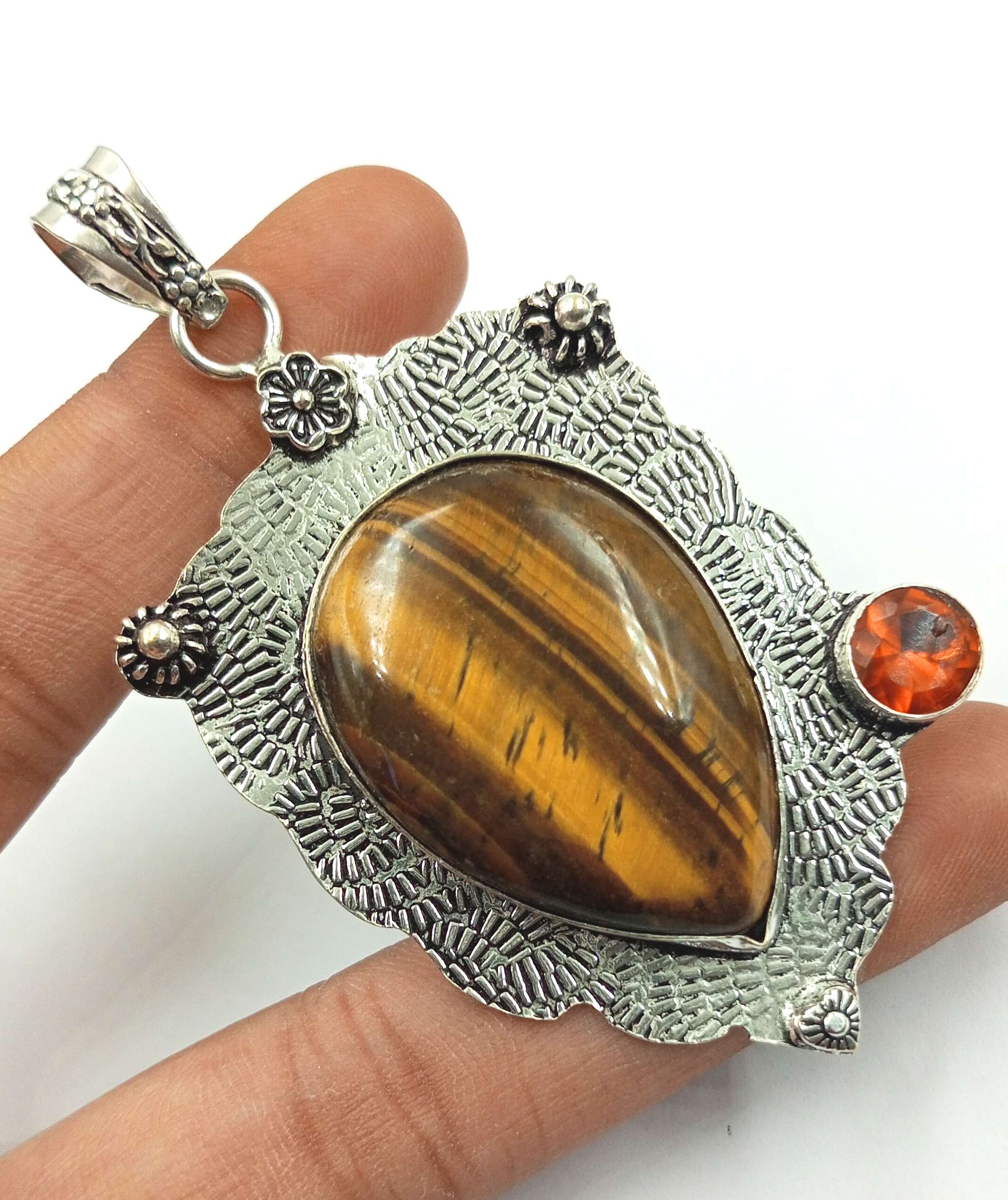 

Тигровый глаз Gemstone 925 Sterling Silver Plated Women s Gifted Pendant UUOL-P30