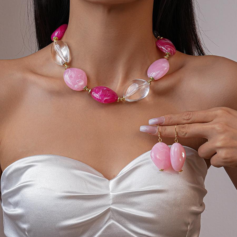 Acrylic Smudge Irregular Oval Beaded Necklace Personalized Item