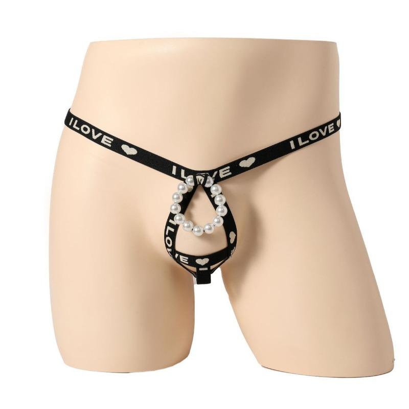 O Ring Beaded Jockstrap Sissy Lingerie Strap Bugle Pouch Enhancer Thongs Front Open Pensi Hole G-String Gay Erotic Underwear