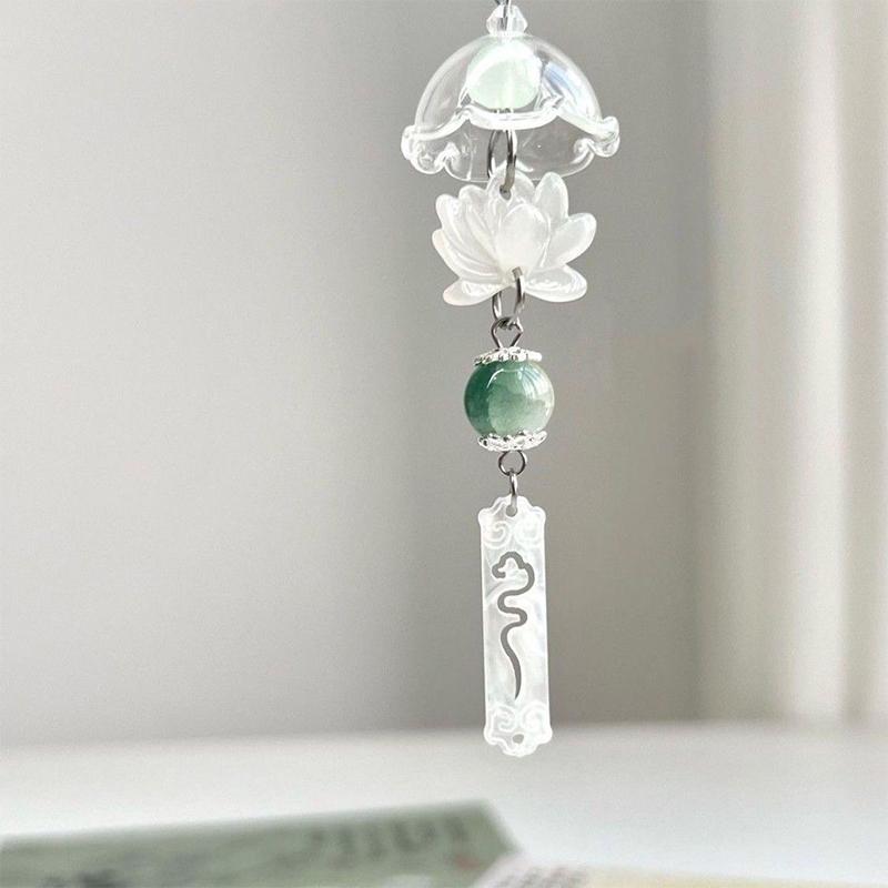 Transparent Keychain Cute Wind Chime Pendant Keyring Mobile Phone Lanyard Kawaii Bag Decorative Accessories Home Decorations