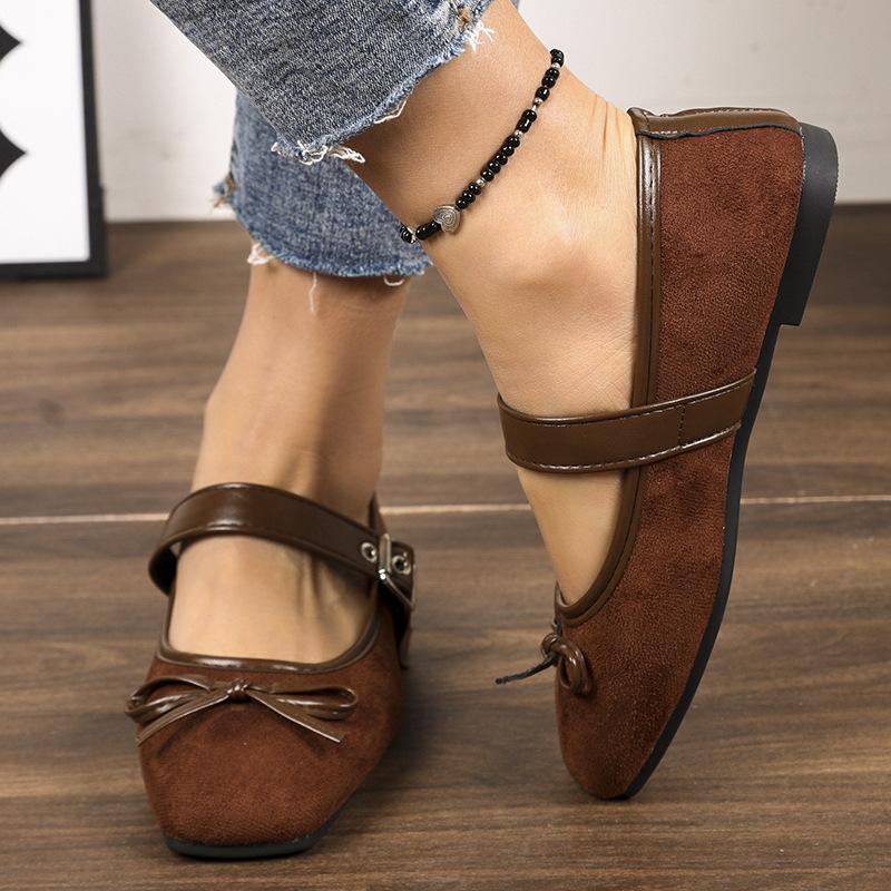Fashion 2025 Fashion Women's Shoes Summer Flat Bow Single Shoe Ballet Shoes Korean Version Belt Buckle Mary Jane Shoes Zapatos De Mujer