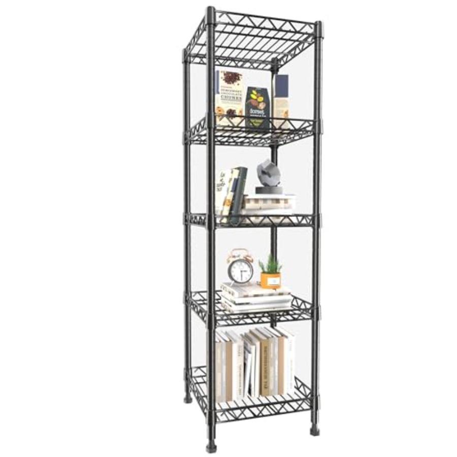

5 Tier Standing Shelving Metal Units Adjustable Height Wire Shelf Display Rack for Laundry Bathroom Kitchen 11.8 W x 11.8 D x 5 United States