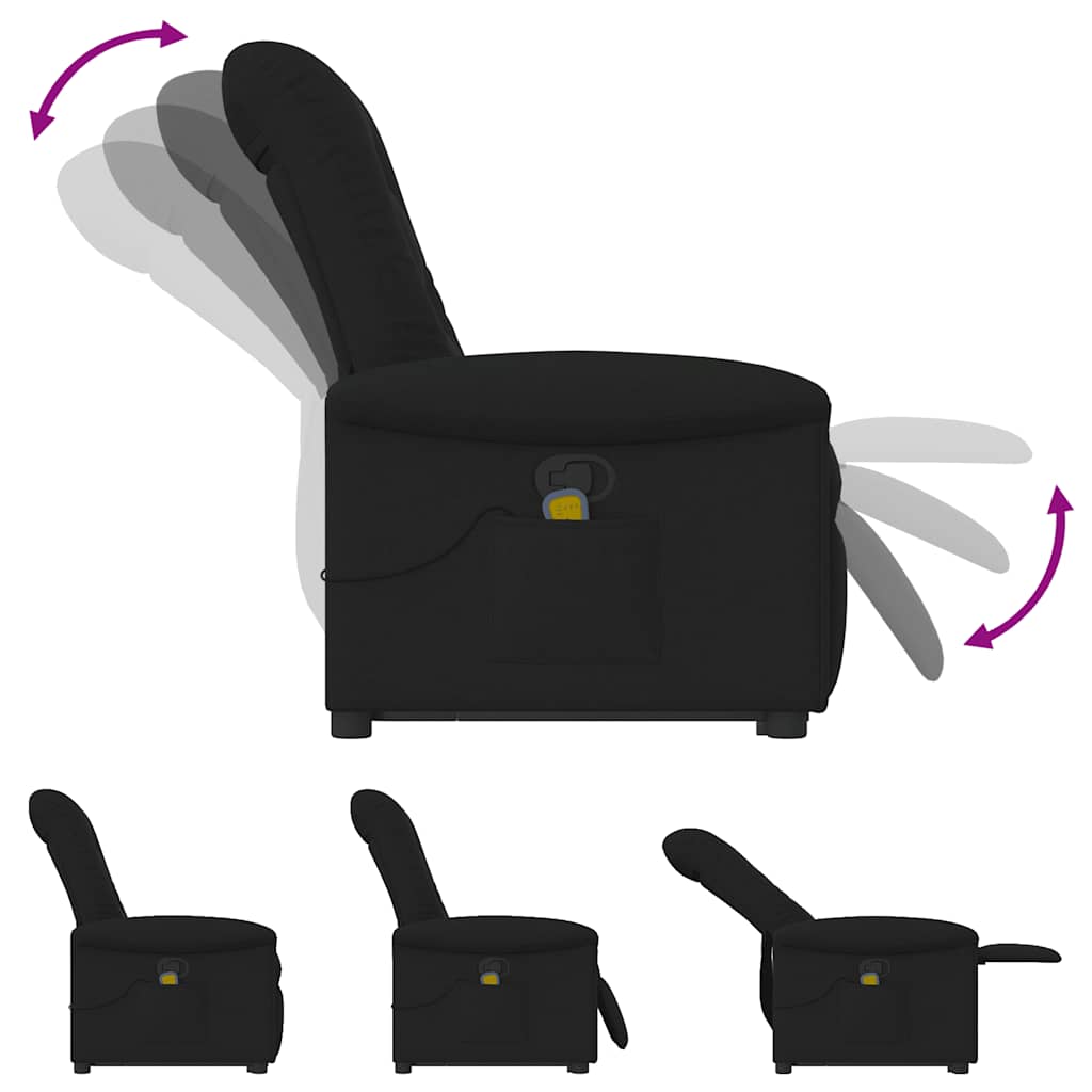 Recliner Chair with Lift Assist Black Fabric