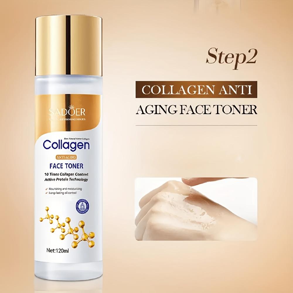 Collagen Face Cream Skin Repair Damaged Moisturizing Face Toner Lotion Eye Cream Firming Lifting Brighten for Face Skin Care Set