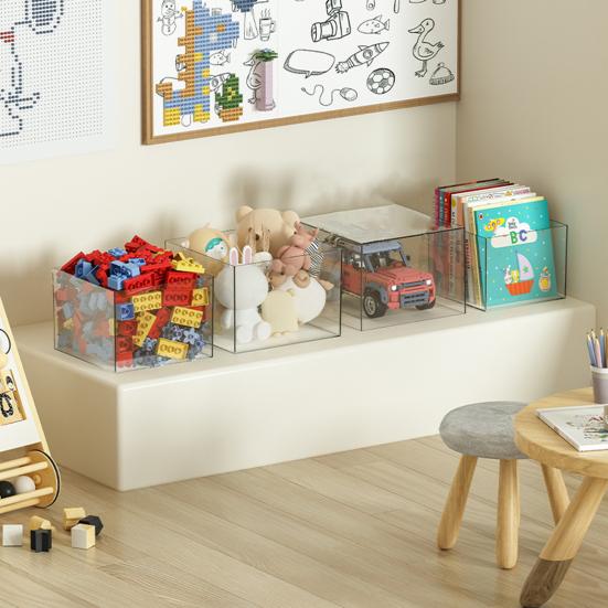 6Pcs Buffet Risers Food Display Risers Multipurpose Stackable Display Stand Cube Box Nesting Riser with Hollow Bottoms
