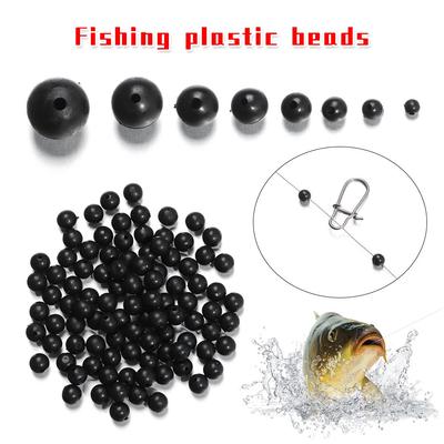 100PCS/Bag Plastic Fishing Floats Beads Soft and Hard Bean Black 3mm-12mm Round Stoppers High Quality Night Sea