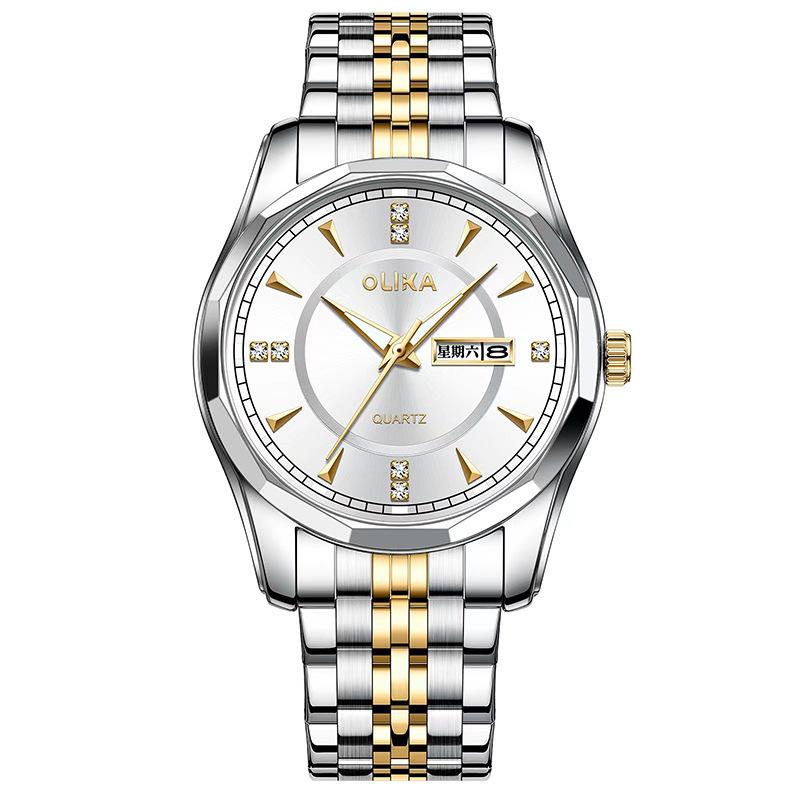 Top Brand Men's and Women's Couple's Watch Waterproof Luminous Quartz Watch Double Calendar Stainless Steel Fashion Watch