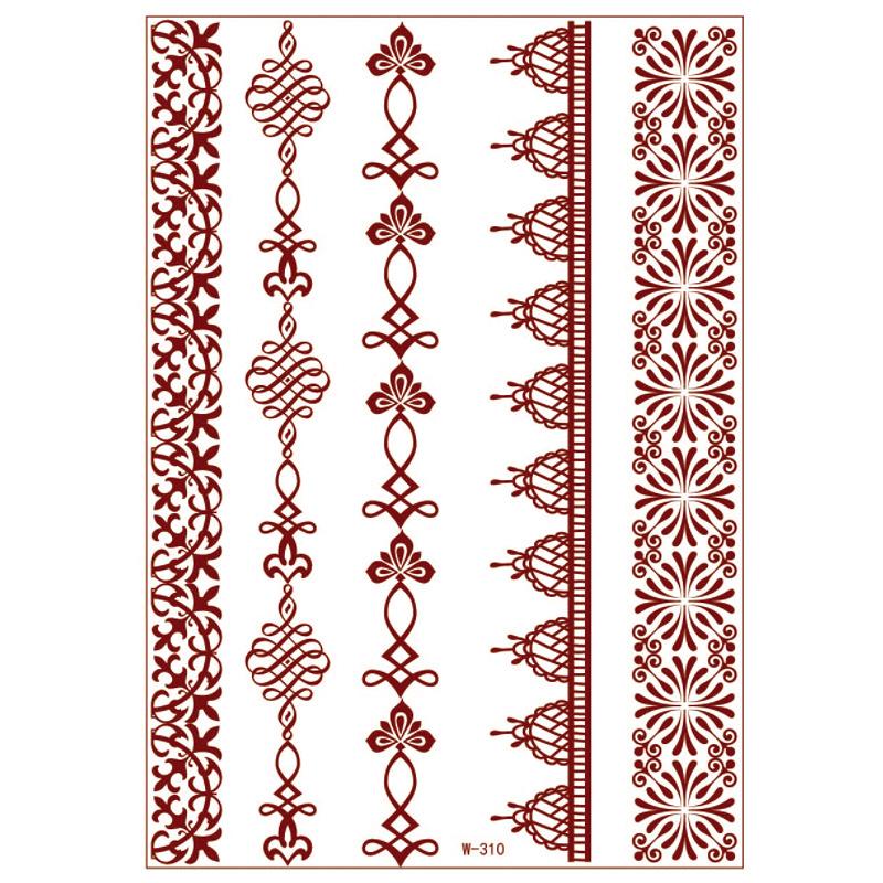 Lace Tattoo Sticker Vermilion Geometric Pattern Party Waterproof Henna Tattoo