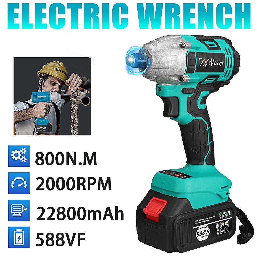 588vf 22800Amh 520N.M Torque Brushless Cordless Electric Impact Wrench Power Tools 2 Lithium-Ion Battery for Makita 18V Battery