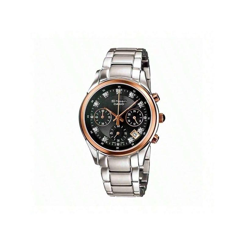 

**Женские часы Casio Edifice Sheen Chronograph с дизайном из бриллиантов SHN-5003P-1ADR** чёрный