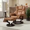 Faux Leather Reclining Chair and Footstool - Brown