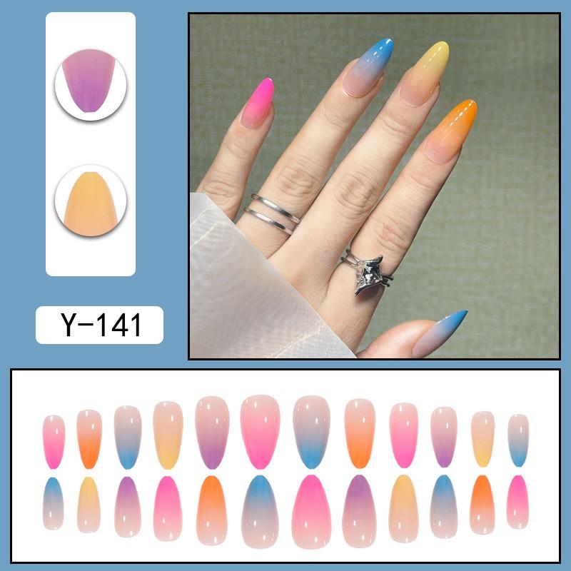 Short Press-On Nails Set Ins Style Fake Full Cover Acrylic Nail Tips Women Daily Wear