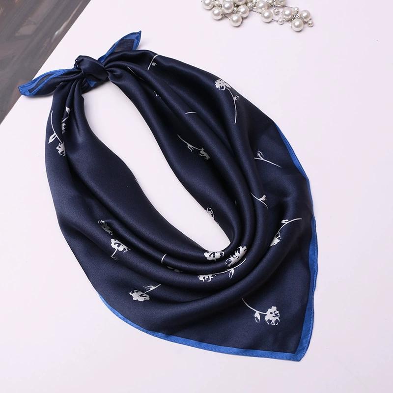 53cm 100% Silk Men's Luxury Printed Decorated Small Square Scarf Foulard Hijabs For Men