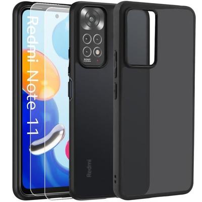 Case and Tempered Glasses - E.F.CONNECTION - For Xiaomi Redmi Note 11/11S - Shockproof - Silicone - Translucent Back
