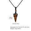Natural Stone Pointed Necklace for Men,Adjustable Black Rope Healing Gemstone Pendant,Stylish Ethnic Cowboy Style Jewelry Gift