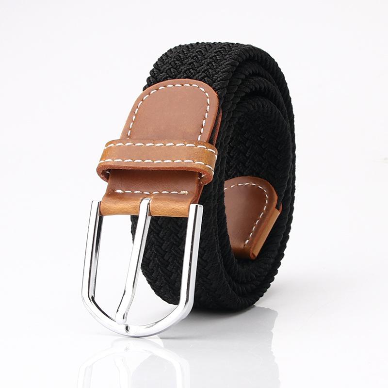 Elastic woven women's canvas belt, casual pin buckle women's belt, men's elastic belt