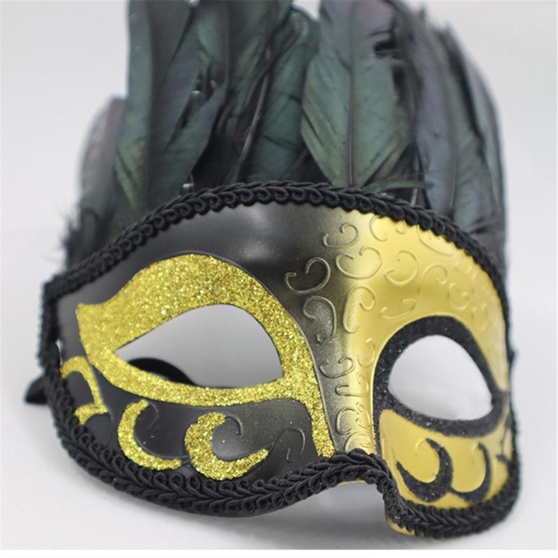 Feathered Masquerade Mask for Women Men Halloween Masquerade Cosplay Mask Half Face Mask Halloween Mask