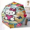 Hello Kitty & Colorful Daisy Design Automatic Opening and Closing Umbrella - Small Umbrella Suitable for Various Occasions, Portable 3-Fold Small Umbr