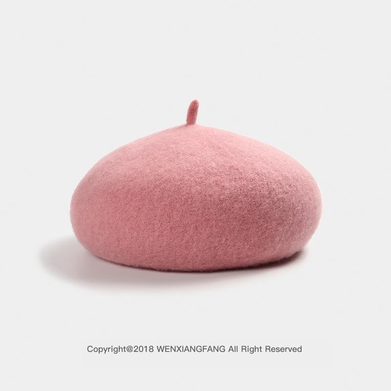 Vintage Women Girl Beret French Artist Warm Wool Winter Beanie Hat Cap Plain Beret Hats Solid Color Elegant Lady Winter Caps