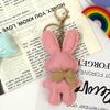 1Pc Cute Pu Leather Solid Color Bunny Keychain Creative Bow Bunny Keyring Car Key Holder Pendant Bag Charm Gifts