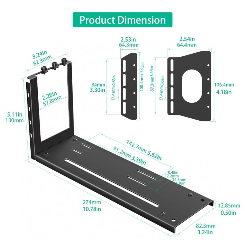 Vertical GPU Card Holder 3 Slot Metal Graphics Card Stand PCIE3.0 for Better Cooling Stability GPU Bracket