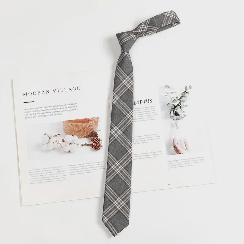 Hnědá retro kostkovaná kravata pro ženy a muže - japonský vysokoškolský styl motýlek