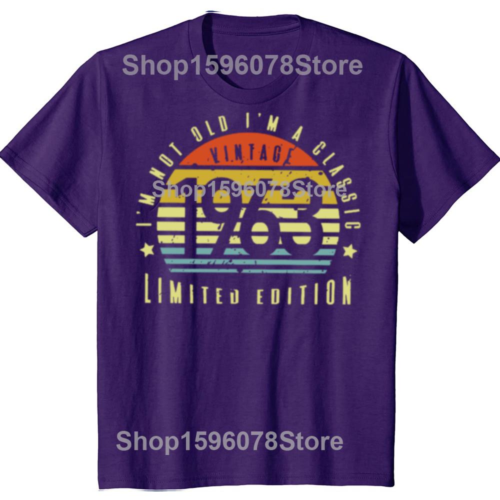 

Ограниченная серия 1963 года Печатная мужская повседневная футболка Летняя Ежедневная Уличная Мужская футболка Подарок на день рождения 1963 года Модная футболка 4XL