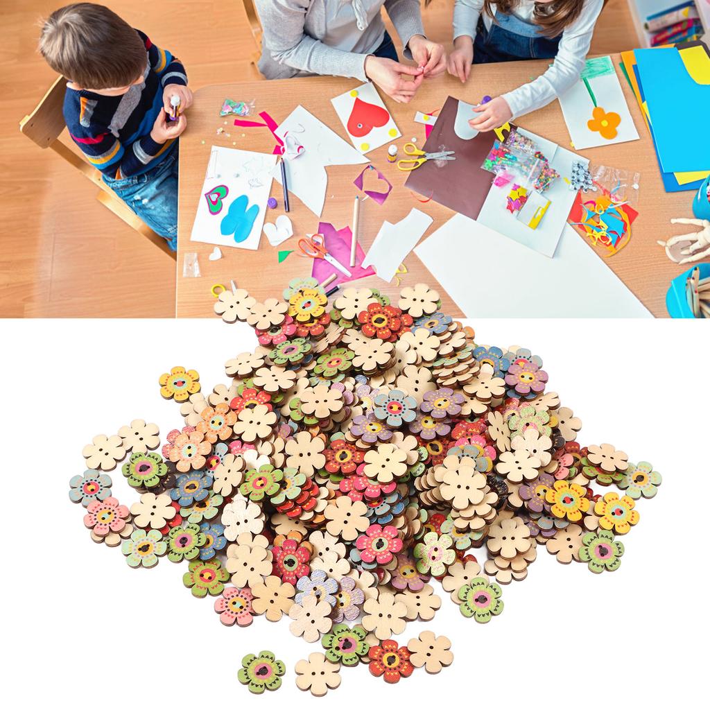 Flower Buttons Retro Rich   Vivid Colors   Wood Wide Application Craft Buttons for Clothing Bag