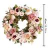 Spring Wreath Front Door Hanging Ornament Artificial Peony Flowers Garland 15.75inch for Garden Party Balcony Festival New Year