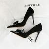 Fashion Rhinestone Bowknot Woman Pumps Suede High Heels Sexy Party Shoes Pointed Stilettos Women Heels Luxury Pumps Large Size 42 43