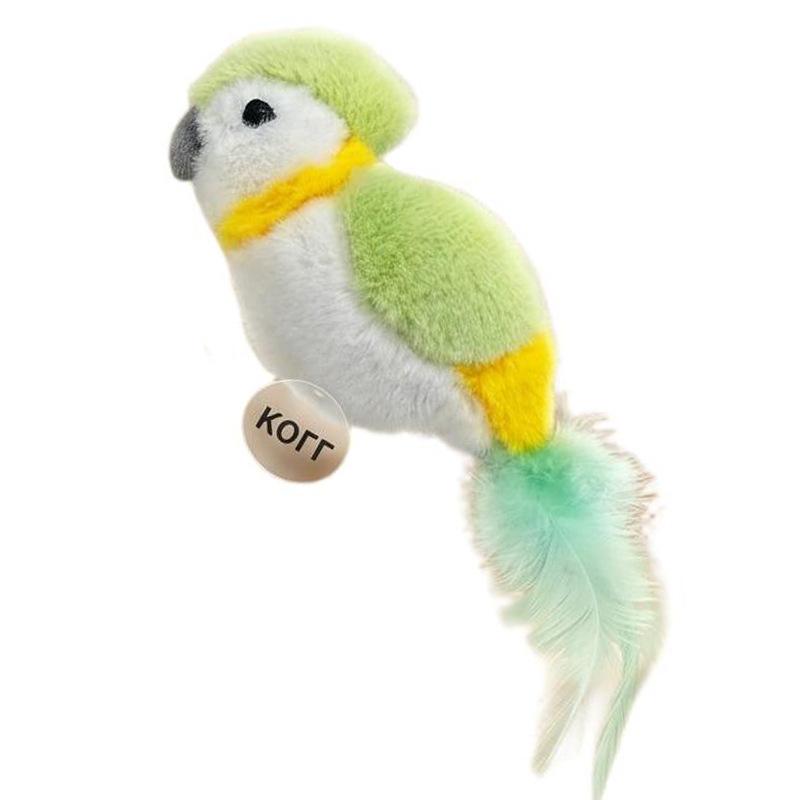 Cute Parrot Plush Pet Toy Realistic Bird Cat Toy for Self-Entertainment Companion Cat Supplies