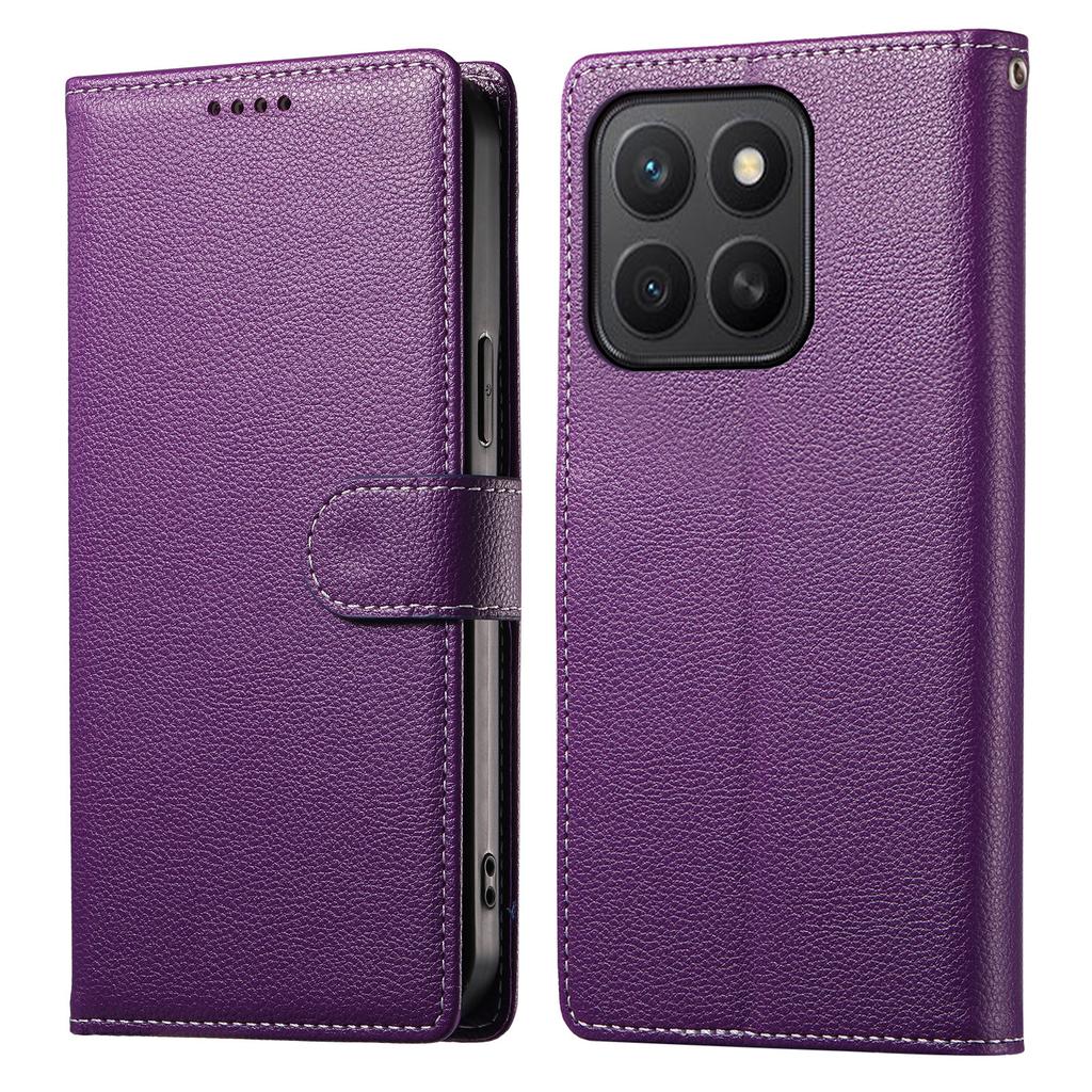 Für Honor X8c 4G Ständerhülle Leder-Wallet-Handyhülle mit Litschi-Textur Magnetverschluss