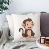 Cute Cartoon Monkey Pillow Cover, Funny Animal Print Cushion Case, Kids Room Decor Throw Pillowcase, Soft Home Textile