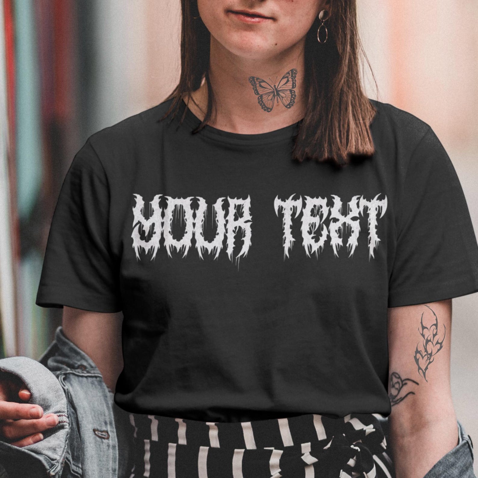 Custom Death Metal T-shirt, Personalized Gothic Rocker Tee L
