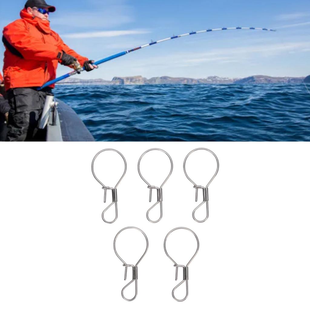 5PCS Fishing Locks Stainless Steel Single Handed Live Fish Lock Buckle for Freshwater Saltwater Fishing Stringer Clip
