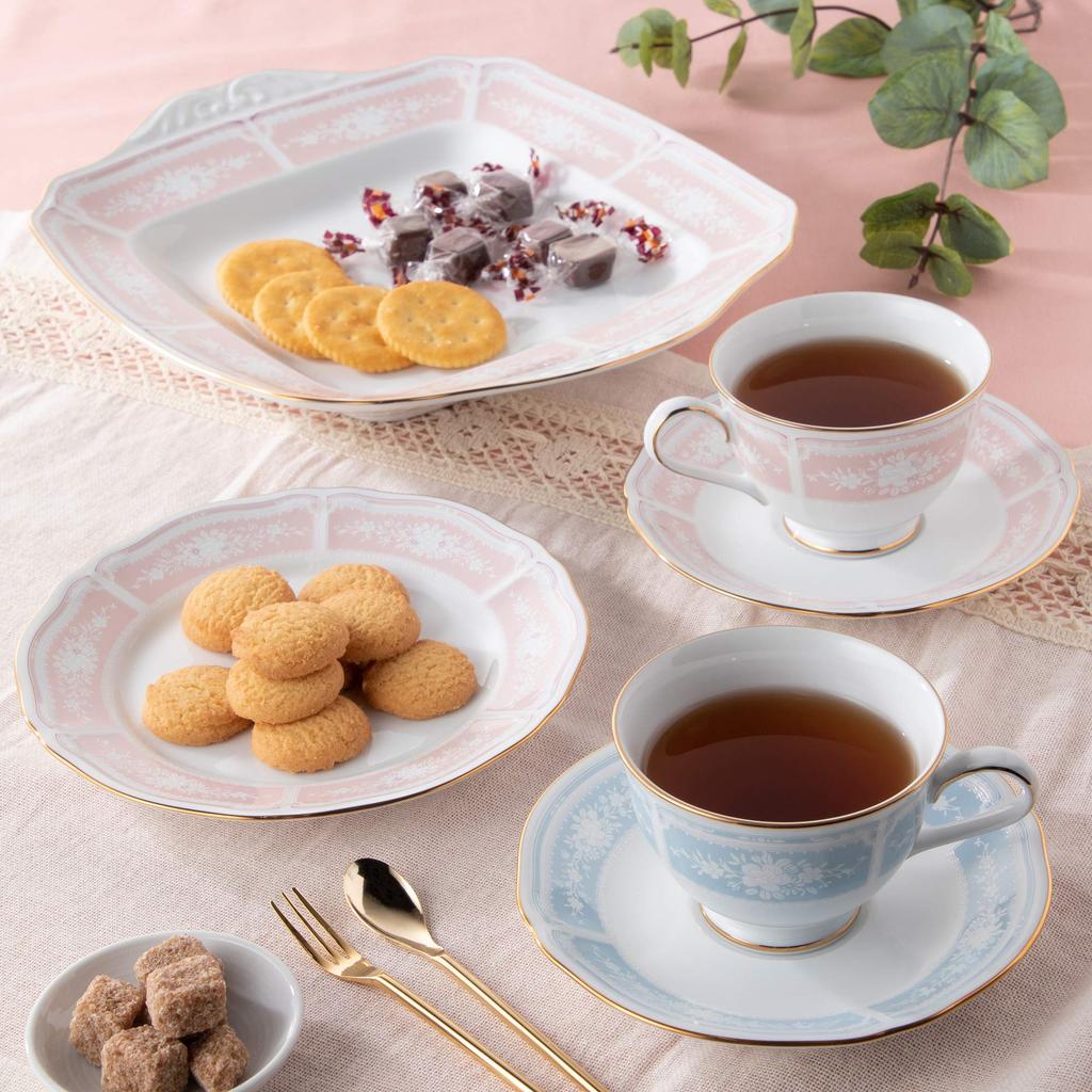 Noritake Fine Porcelain Lacewood Gold Medium Plate, Pink, Diameter: Approx. 18.1cm, Height: Approx. 2cm, 1507-4L/94415