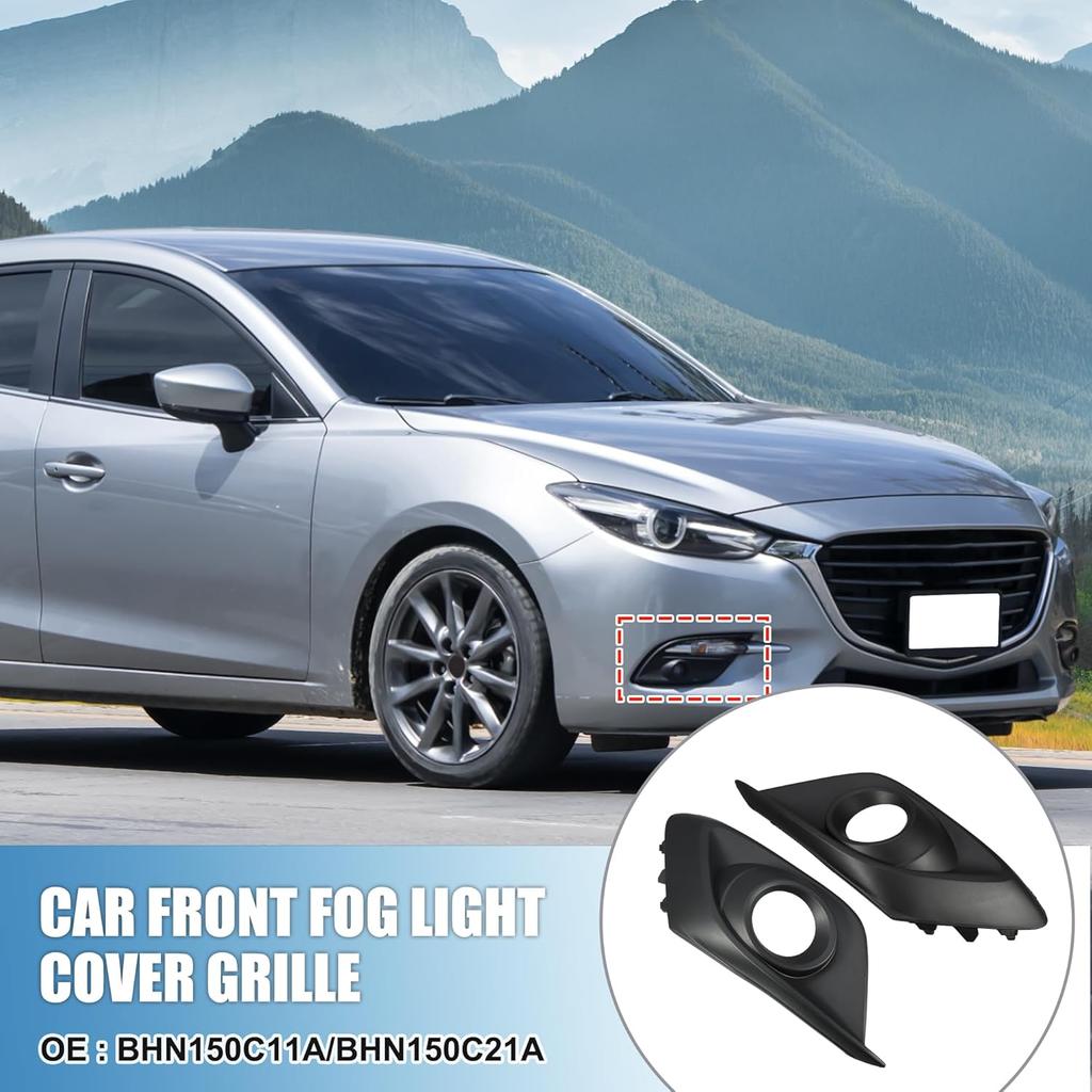 Front Left Right Side Fog Light Grille Cover No.BHN150C11A/BHN150C21A Bumper Fog Lamp Frame Grille Cover Cap Trim for Mazda 3 2014 2015 1 Pair