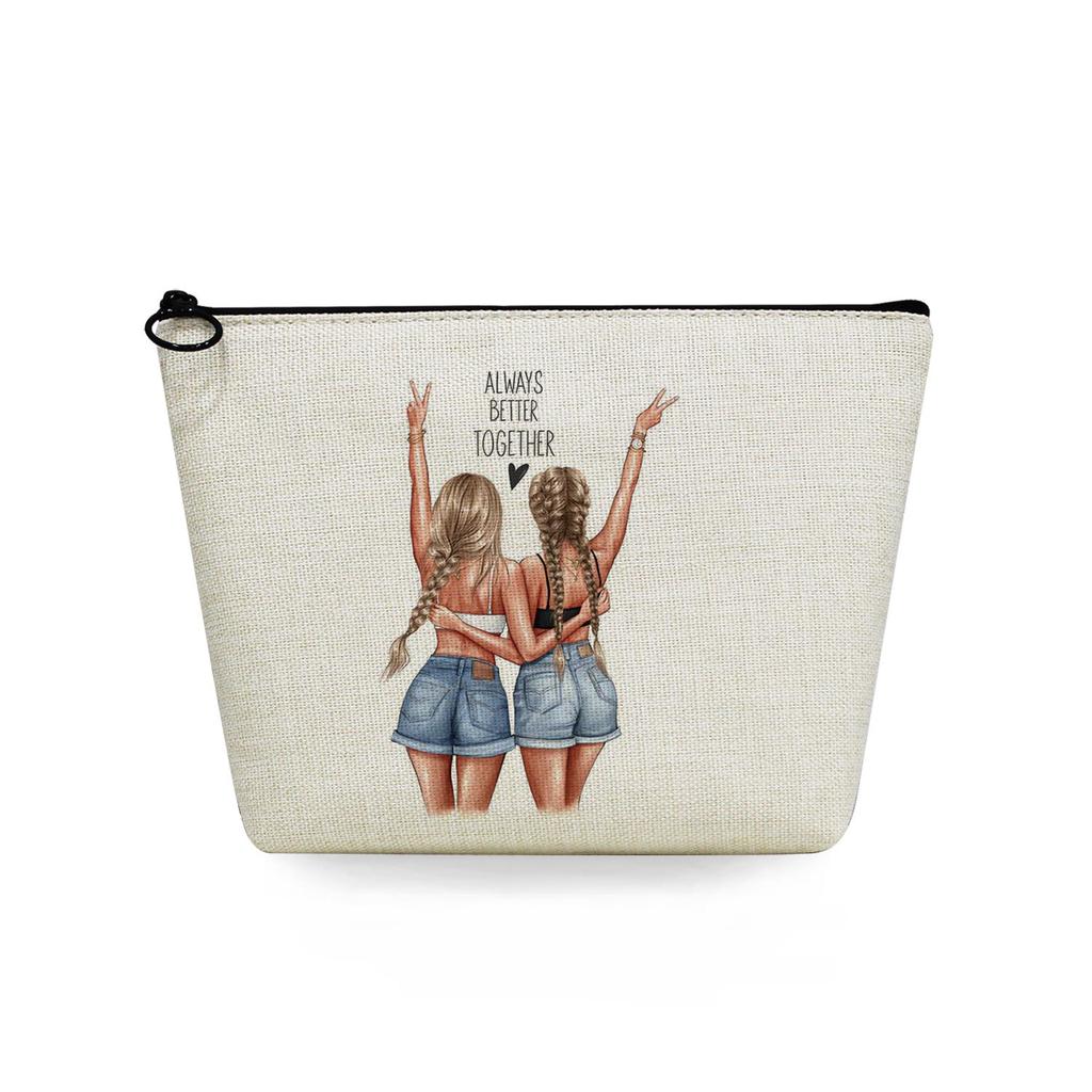 Women Sisters Print Cosmetic Bag Toiletries Organize Travel Storage Case 6726