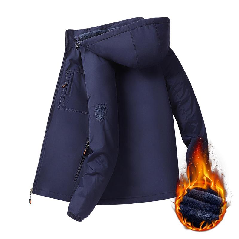Autumn and Winter Fleece Jacket Men's Outdoor Casual Jacket Middle-aged and Young People Thickened Warm Padded Jacket Large Size Padded Jacket Men