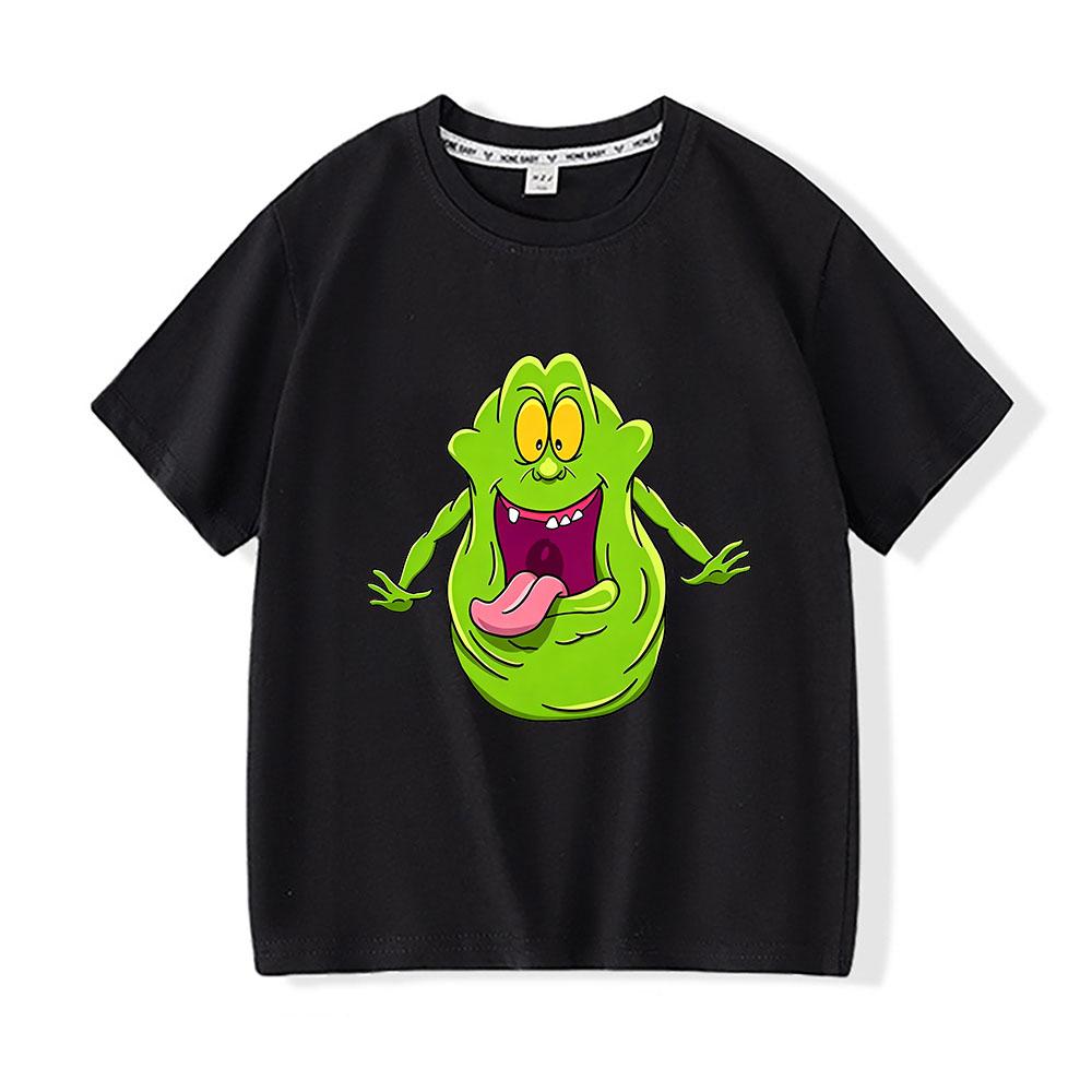 100% Cotton Ghostbusters Children's T-shirts Funny Slimer Cartoon Print Short Sleeve Boys Girls Tee Casual Crew Neck Tops Summer