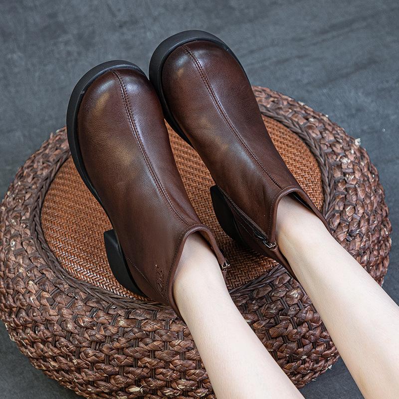 

Модные 5 см Коровья Натуральная Кожа Осень Платформа Танкетка Круглый Носок Челси Ботильоны Труба Женские Мокасины Весенняя Обувь 35 коричневый