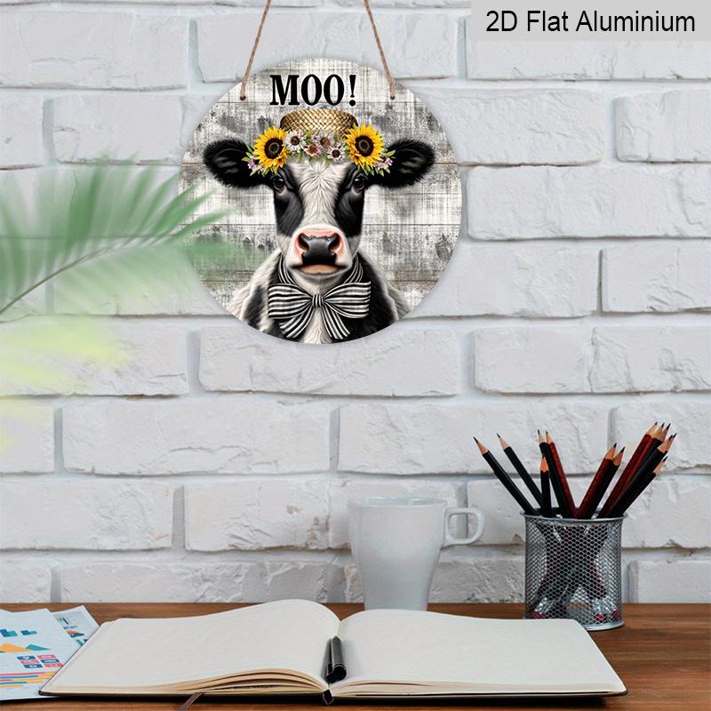 2D Flat 1pc, 8x8 in, Rustic Cow "Moo Y'all" Aluminum Metal Sign, Printed Artwork, Farmhouse Wall Decor, Home & Garden, Kitchen, Bar, Garage, Shop
