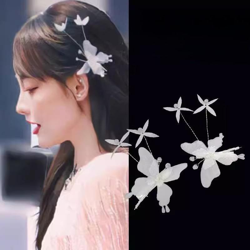 Forest Style Fairy Chiffon Butterfly Hair Clip Three Dimensional Dynamic Hair Accessory